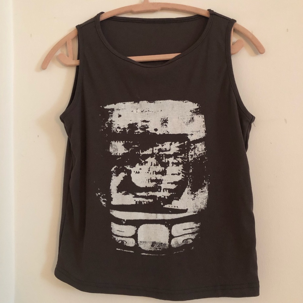 Dazy Graphic Brown Ripped Tank Top
Size-L(Runs Small)